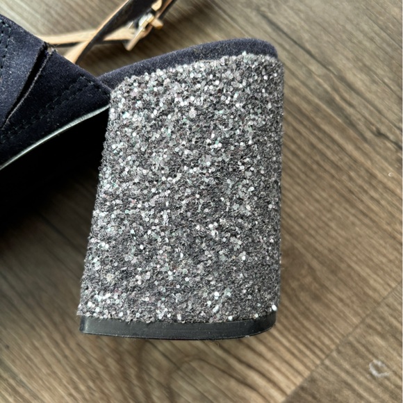 Nine West navy and silver glitter block heels size 9 - Picture 5 of 8